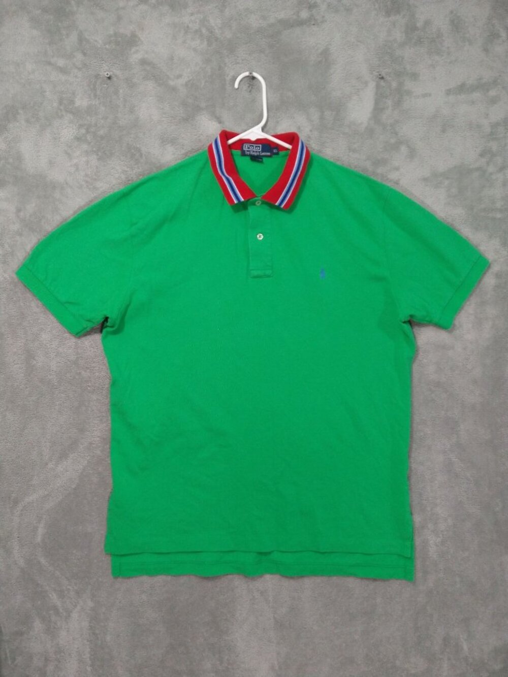Polo Ralph Lauren Shirt Mens XL Green Short Sleeve Pony Logo Contrast Collar